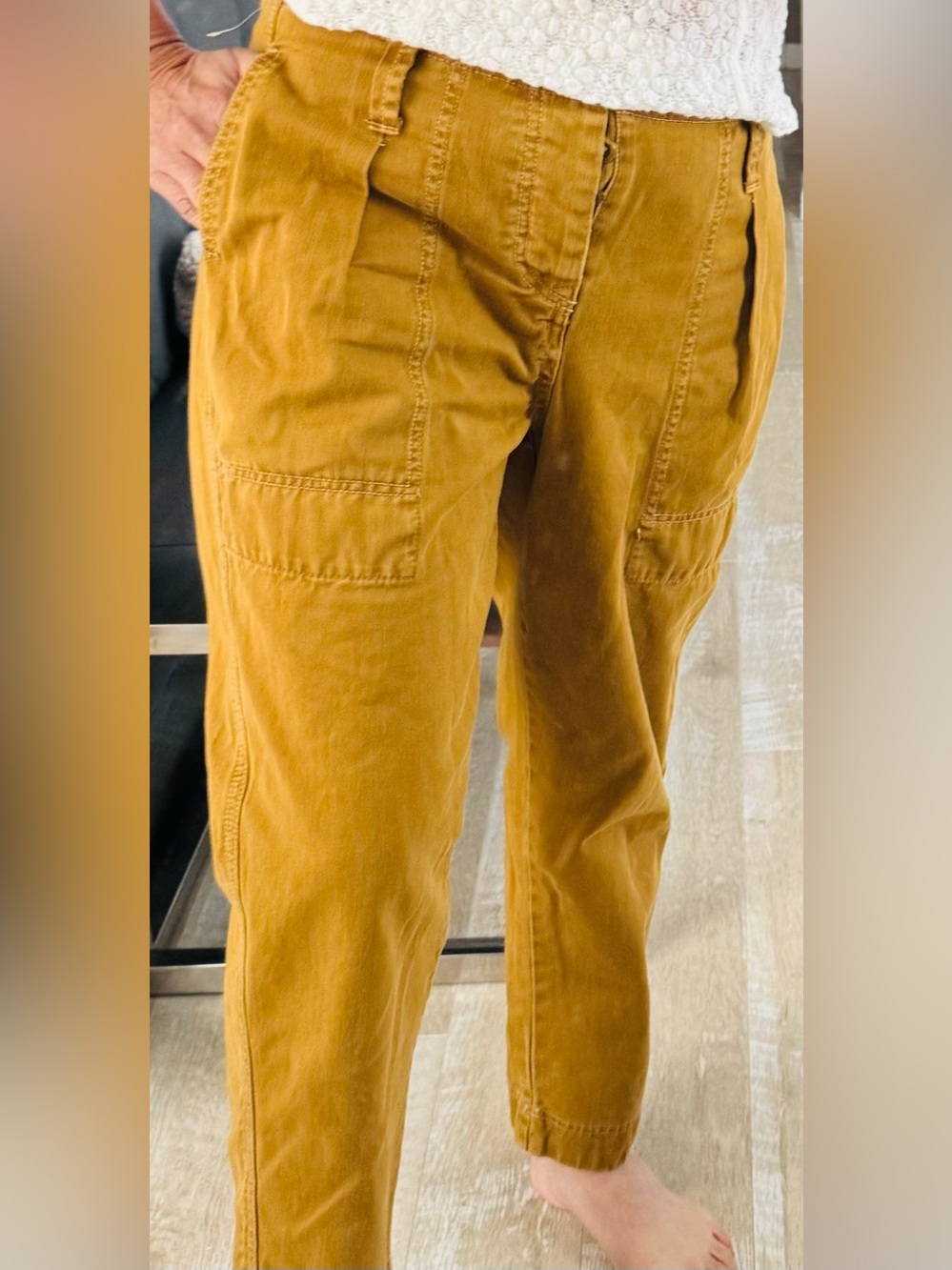 Free People Mustard Brown Cargo Pants
